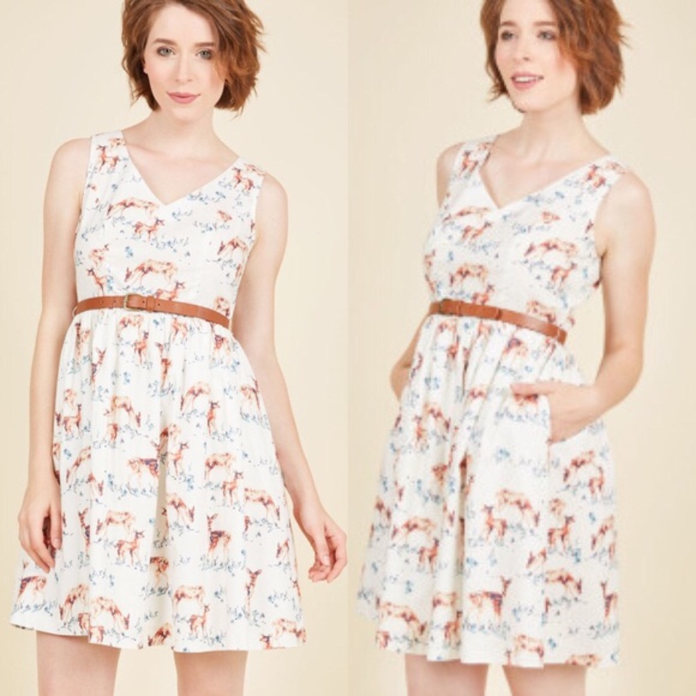 ModCloth Zest of the Bunch Dress in Deer Print